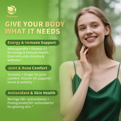 Graphic of benefits: energy, immune support, joints, digestion