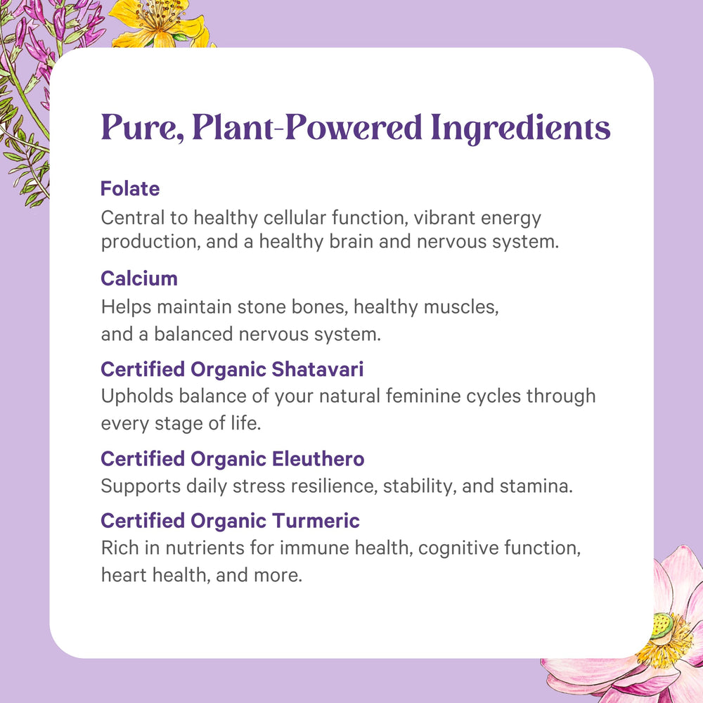 Graphic illustrating energy and immune support benefits for women
