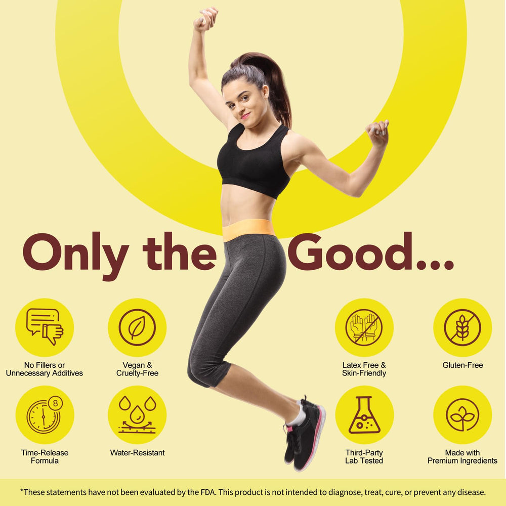 Woman applying energy patch for focus and energy