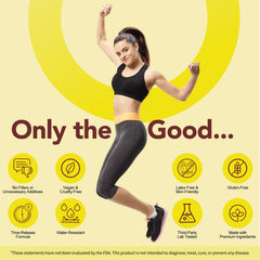 Woman applying energy patch for focus and energy