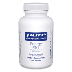 Bottle of Pure Encapsulations Energy Xtra capsules on a white background