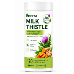 Clover Collagen Enerra Milk Thistle front bottle and label showing benefits
