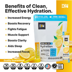 Engineered Nutrition lemonade electrolyte packets box packaging for convenient single-serving hydration.