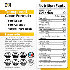 Engineered Nutrition lemonade electrolyte packets being poured into water for instant hydration.