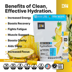 Engineered Nutrition pineapple electrolyte packets displayed on shelf for keto hydration choice.