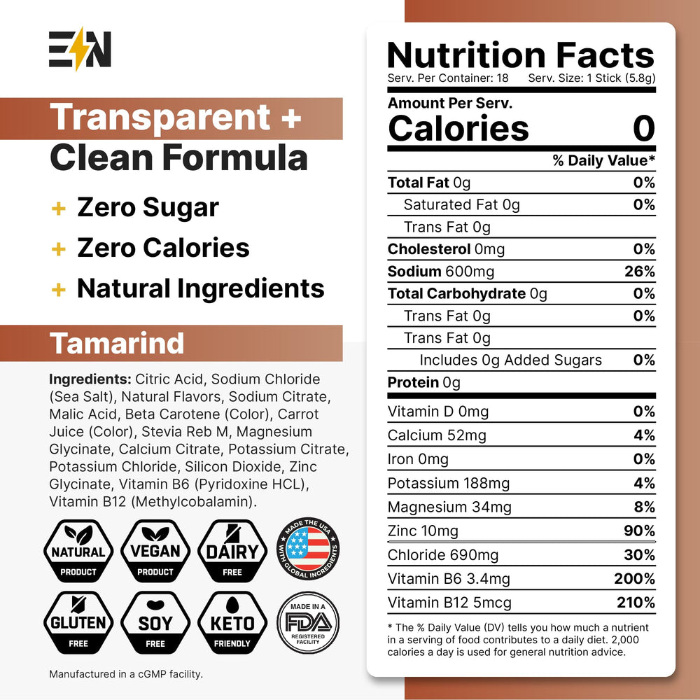 Engineered Nutrition sugar-free electrolyte tamarind packet pour into glass for keto hydration