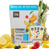 Engineered Nutrition variety pack lemonade packet poured into water showcasing hydration on the go