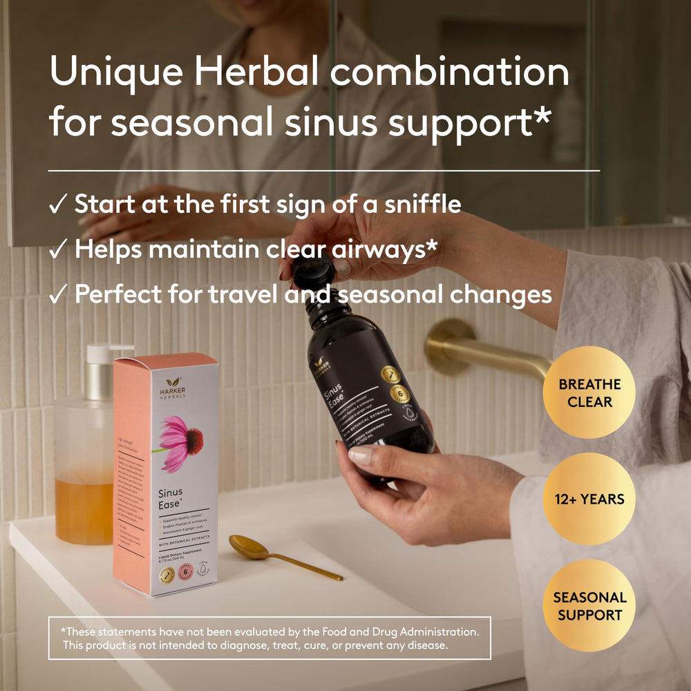 Herbal blend includes ribwort plantain, echinacea, elderflower, and ginger