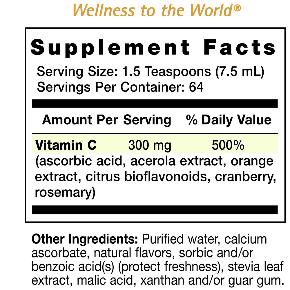 Close-up of orange citrus Vitamin C liquid
