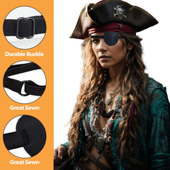 close-up of Velcro adjustable strap on enttgo pirate eye patch