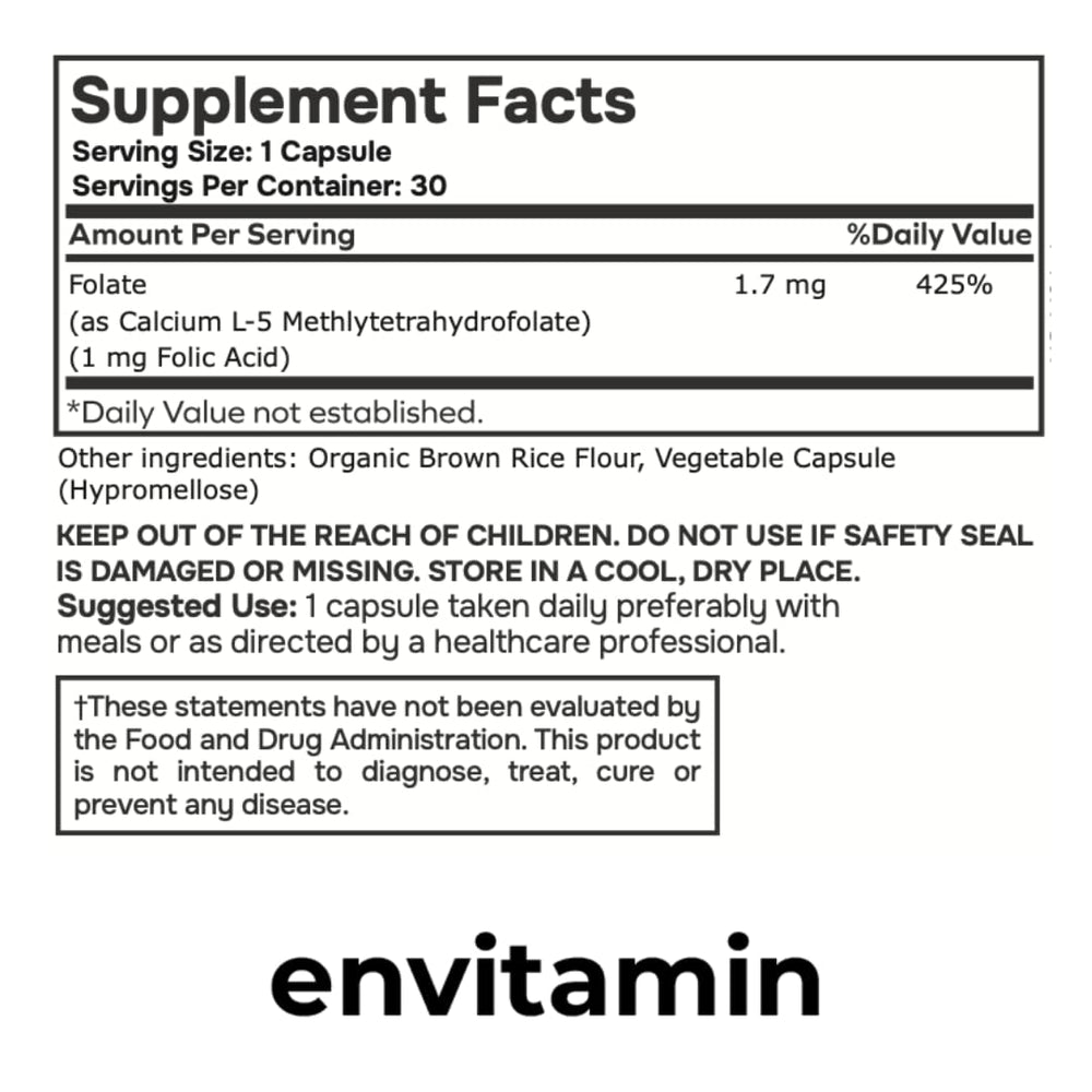 Envitamin 5-MTHF product label view