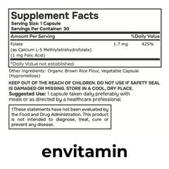 Close-up of Envitamin 5-MTHF capsules