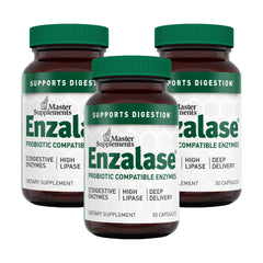 Enzalase bottle label showing 50 capsules per bottle
