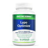 Bottle of Enzyme Science Lypo Optimize 90 capsules on a white background