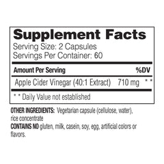 Close-up of Enzymedica Apple Cider Vinegar bottle label