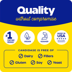 Vegan and kosher certification icons for Candidase