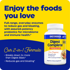 Product packaging showcasing full-range enzymes and probiotic blend