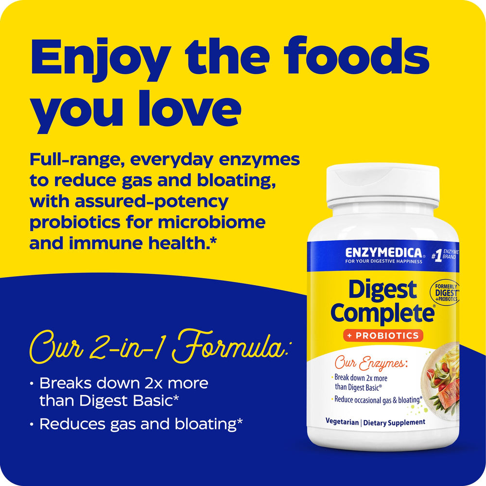 Packaging box of Enzymedica Digest Complete + Probiotics