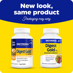 Enzymedica Digest Gold ATPro capsules closeup highlighting capsule form for meal support.
