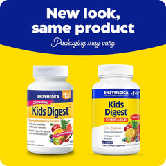 Label close-up of Enzymedica Kids Digest chewable enzymes with fruit punch flavor