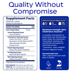 Ingredient label highlighting dairy relief enzymes