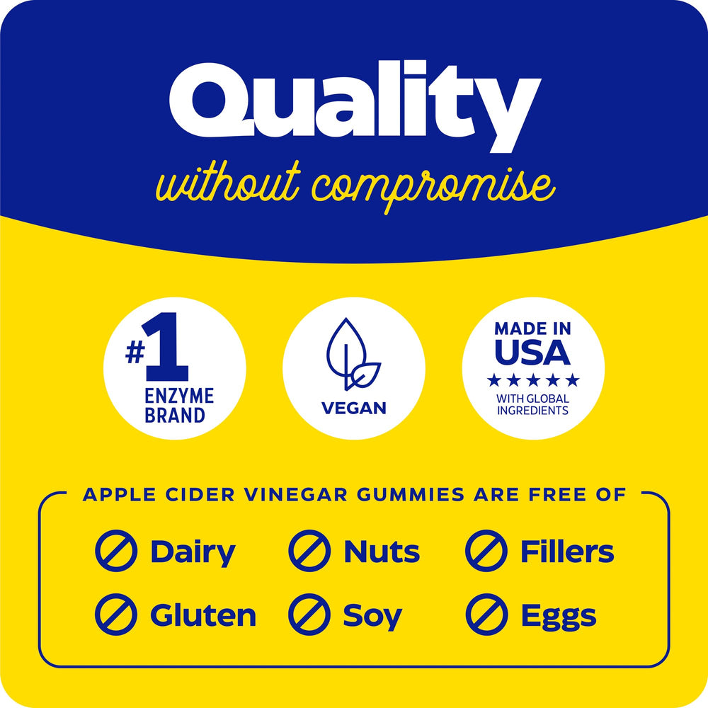 Enzymedica gummies are gluten-free, dairy-free, soy-free with no artificial colors or flavors