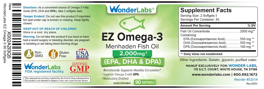 Label highlights EPA 550 mg, DHA 550 mg, and DPA 100 mg per serving