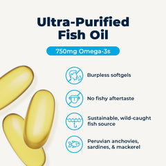 EPA and DHA softgels 750mg close-up