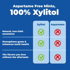 Aspartame-free label on Epic Dental sugar-free set packaging