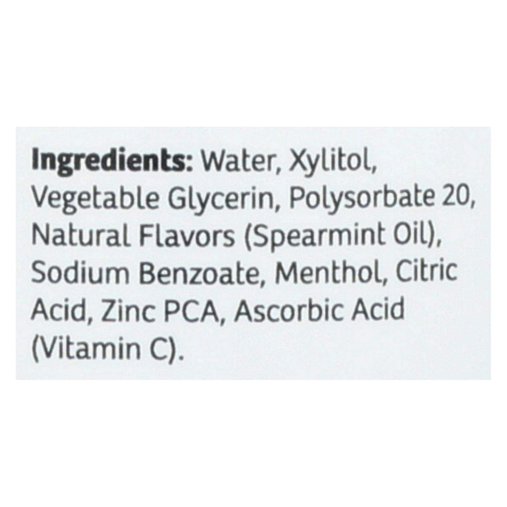 Epic Dental Mouthwash with Xylitol - Sprmnt flavor, 16 oz bottle (back label)