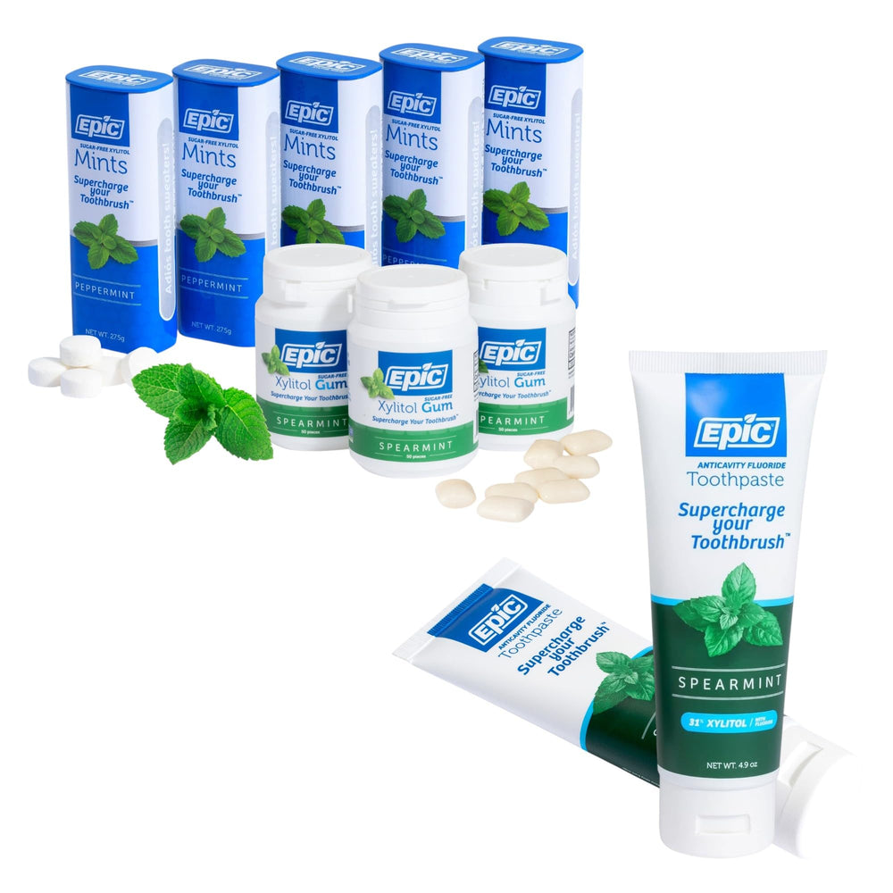 Front packaging image of Epic Dental Sugar Free Oral Care Set