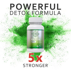 Epic Organicum detox capsules closeup showing easy to swallow capsules for daily use