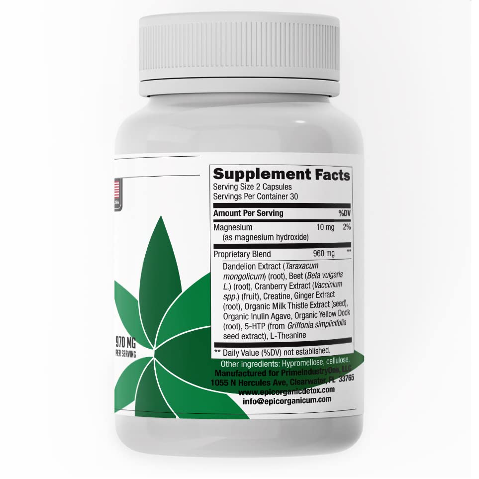 Epic Organicum Total Detox capsules close-up for convenient daily wellness support.