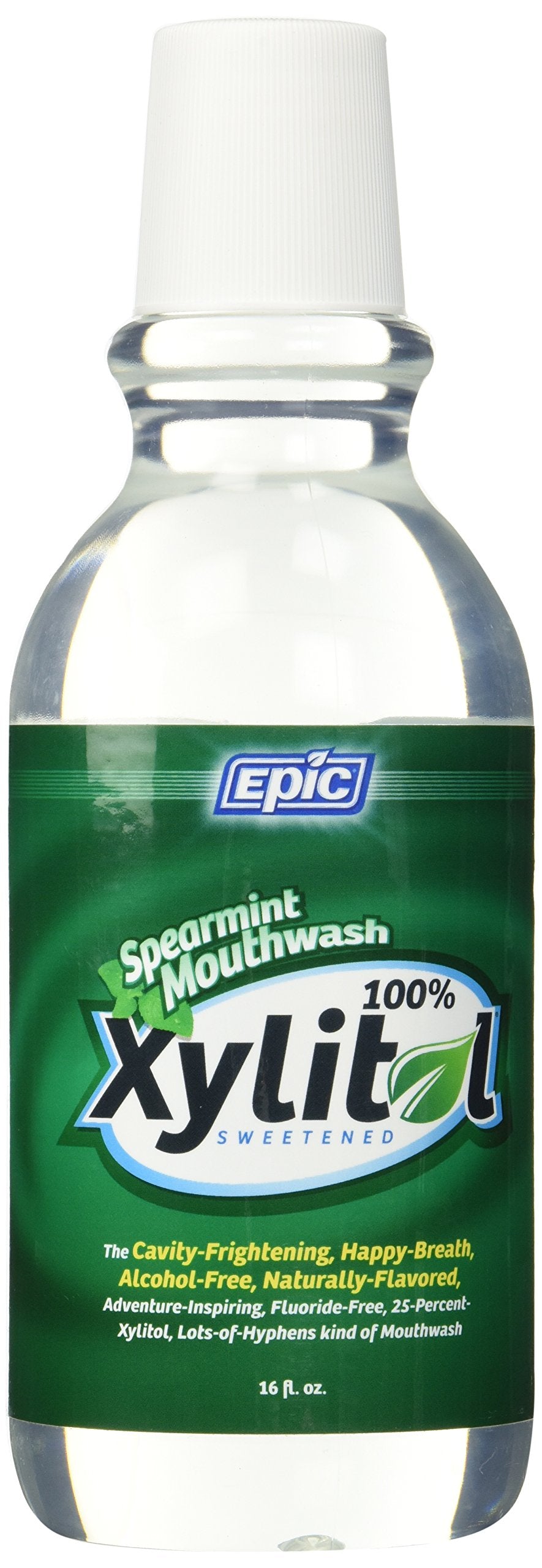 Epic Xyitol Spearmint Mouthwash 16 oz bottle front view