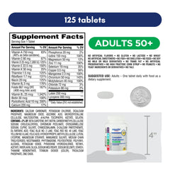 Retail packaging of Equate 50+ One Daily Multivitamin with 125 pills (pack of 1)