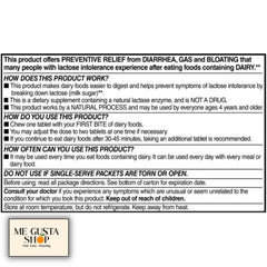Close-up of Equate lactase enzyme dietary supplement packaging