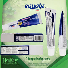 Equate Denture Adhesive Cream 4-pack packaging