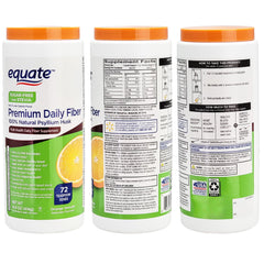 Equate Psyllium Husk sugar-free with Stevia 14 oz orange flavor bottle - image 2