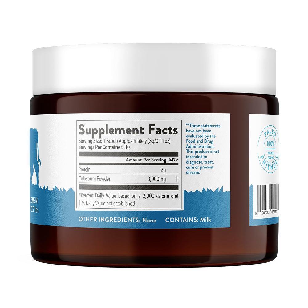 Unflavored, keto-friendly bovine colostrum powder