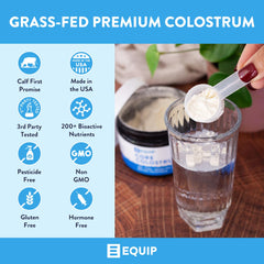 Nutrition facts label for Core Bovine Colostrum powder