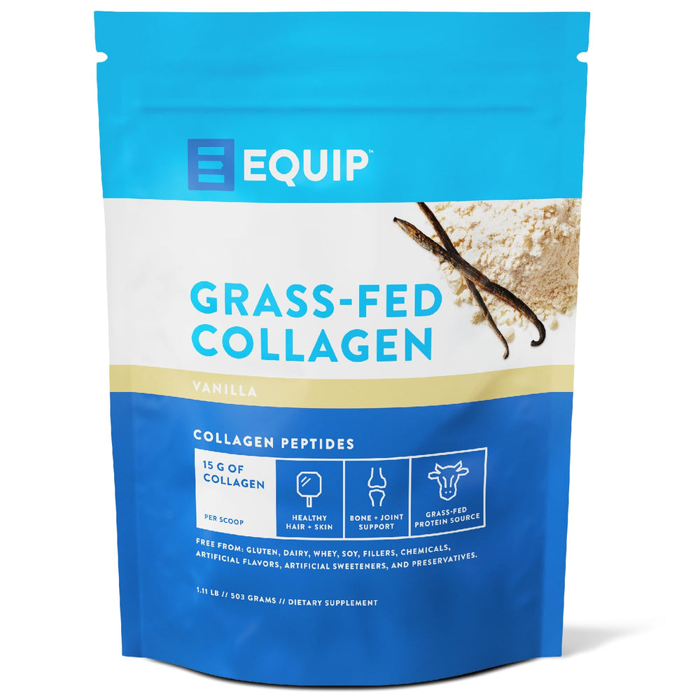 Equip Foods Grass Fed Collagen Powder Vanilla tub - front view