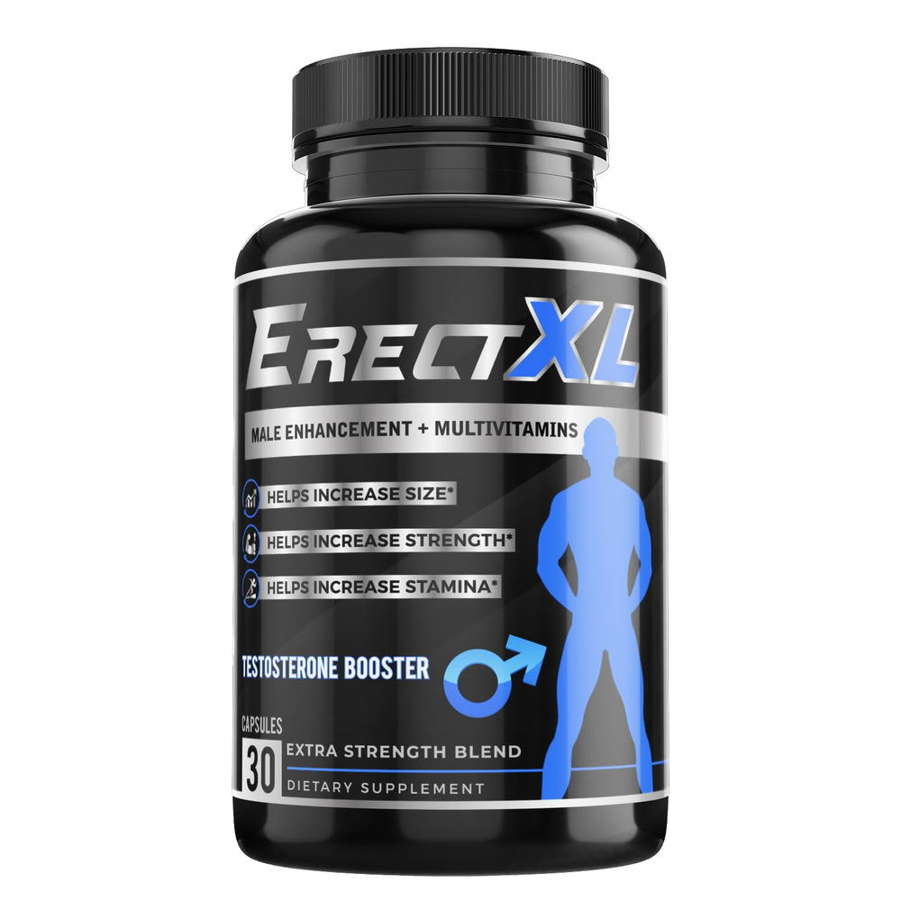 Front view of ERECTXL Male Performance Multivitamin bottle