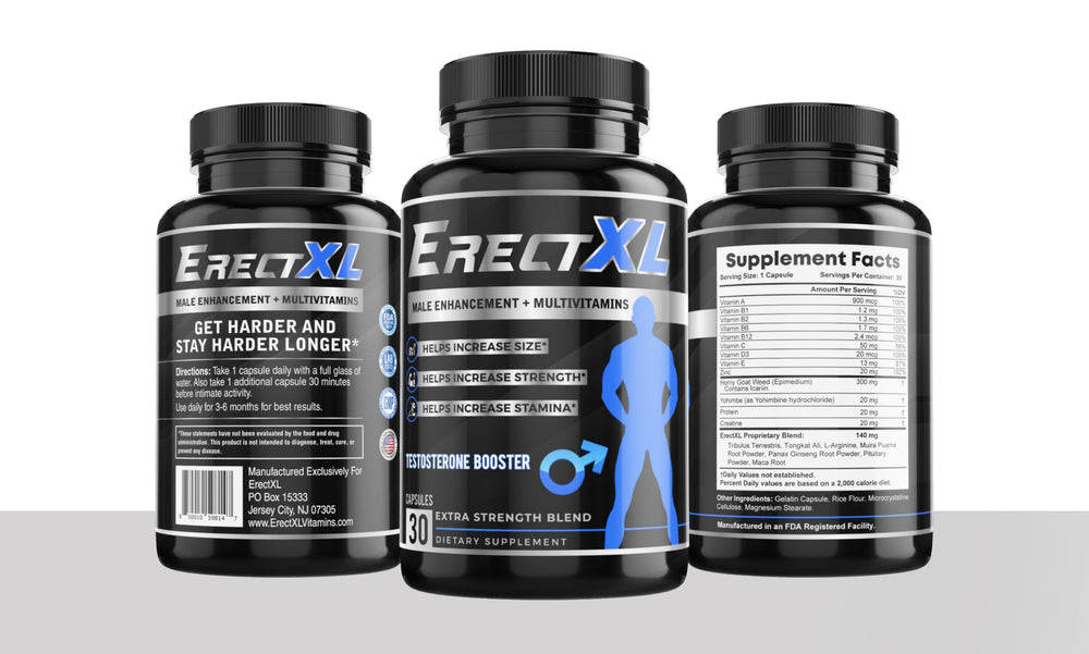 Close-up of ERECTXL Multivitamin label