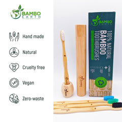 Ergonomic smooth bamboo toothbrush handle