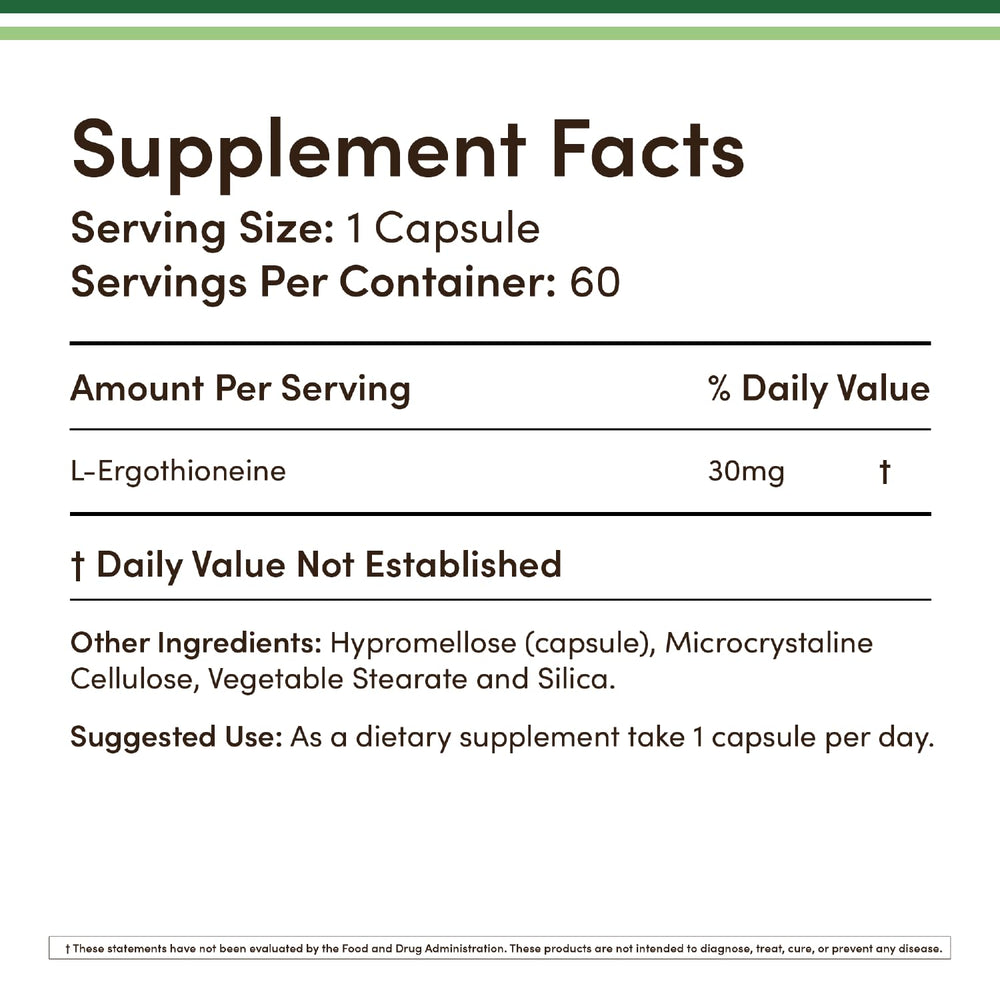 Close-up of Ergothioneine 30mg capsule