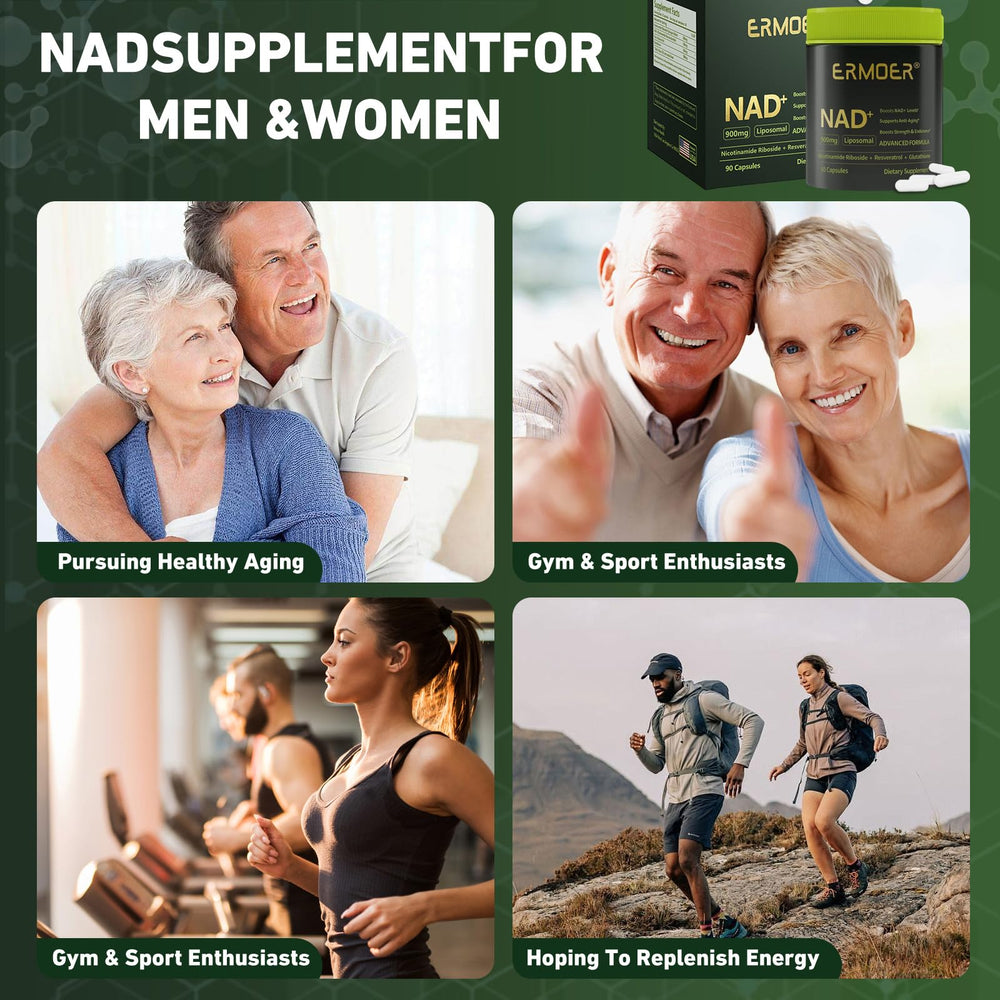 Illustration of anti-aging, energy and focus benefits