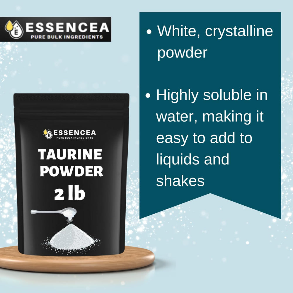 Taurine powder in resealable pouch by Essencea Pure Bulk Ingredients