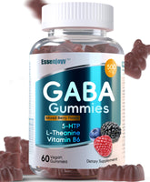 Bottle of ESSENJOYY Liposomal GABA Gummies mixed berry flavor