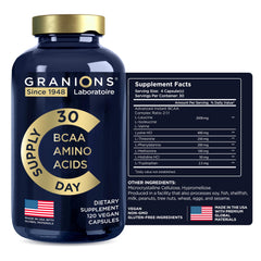 Nutrition for everyday health concept with amino acids bottle