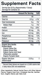 Scoop of powder beside measuring spoon for Essential Elements Pea Protein Powder - Very Vanilla